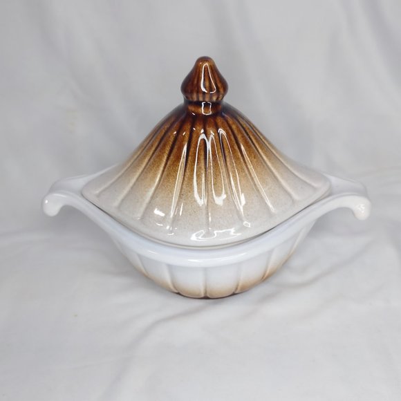 Vintage Haeger Pottery Soup Gravy Tureen Lidded Candy Nut Dish Handles Brown - Picture 3 of 11
